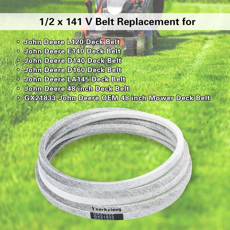Dofank GX21833 Deck Belt Kevlar for John Deere 48 inch Deck Belt D140, D160, E140, E170, L120, L130, LA145, S170 Riding Mower with 48'' Deck, Replaces GX20571 - Aramid Cord, 1/2'' x 141'' - Image 3